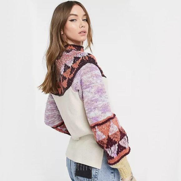 NWT Free People knit mock neck pullover sweater, L - Picture 8 of 16